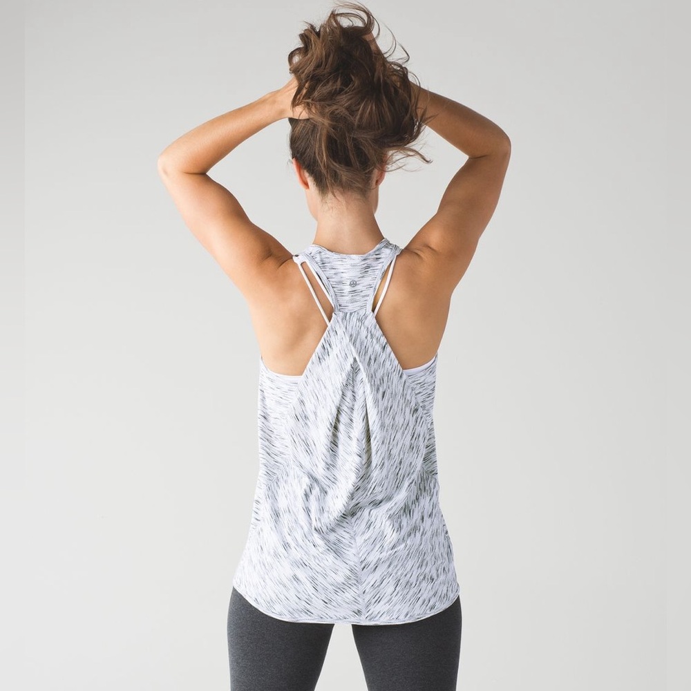 Lululemon Essential Tank Top Tiger Space Dye Black White Seriously Light Luon